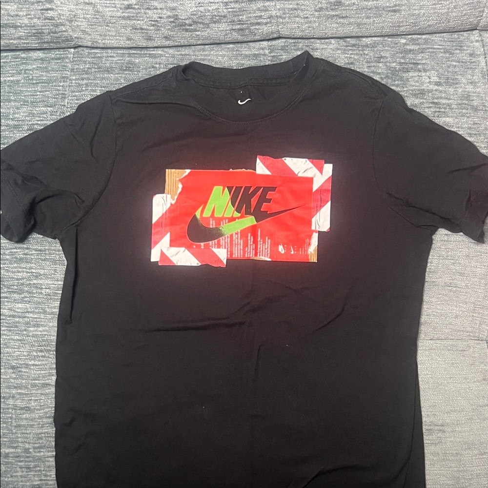 Nike Black Tee with Red and Green Graphic